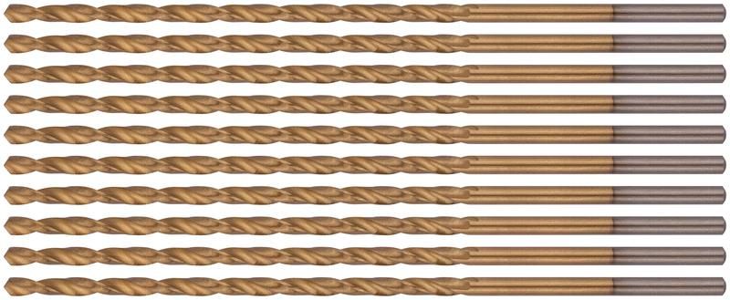 Сверла HSS по металлу, удлиненные, титановое покрытие 2.5х95 мм набор 10шт - 34225 РОС