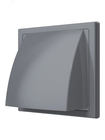 Выход стенной вытяжной с обратным клапаном 150х150 фланцем D100, из ASA пластика, цвет Серый - 1515К10ФВ сер ЭРА 16008