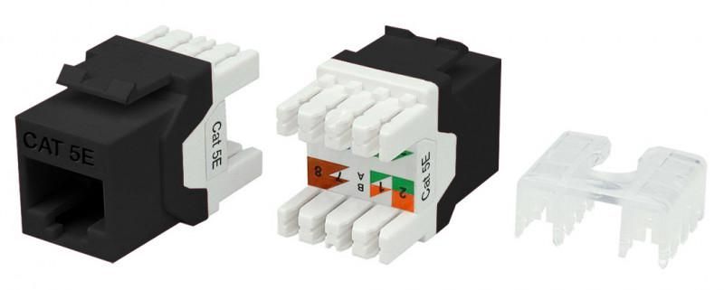 Вставка Keystone Jack RJ45 (8P8C) кат.5E 180град. KJ8-8P8C-C5e-180-BK черн. Hyperline 432632