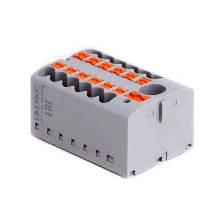 Блок распределительный зажим push-in 1 ввод 6кв.мм 12 точек подключения 2.5кв.мм сер. DKC DTP1-112-104SPUG ДКС