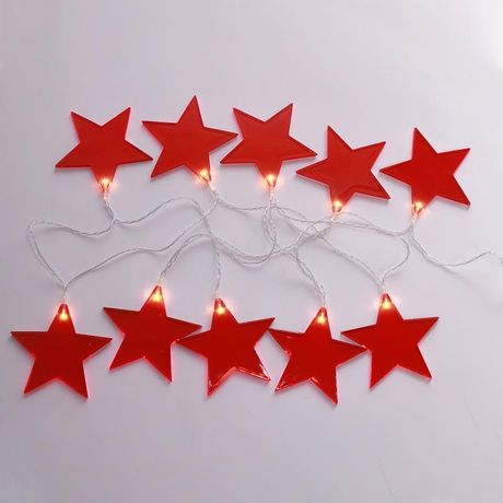 Гирлянда светодиодная Звездопад красная 10 LED, 2,25 м, прозрачный ПВХ, теплый белый свет свечения, 2 х АА (батарейки не в комплекте) NEON-NIGHT - 304-002