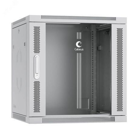 Шкаф телекоммуникационный настенный разобранный 19дюйм 12U 600x450x635mm (ШхГхВ) дверь стекло, цвет серый (RAL 7035) - SH-05F-12U60/45-R Cabeus 10762c
