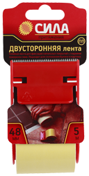 Клейкая лента двусторонняя на ПП основе 48 мм*5 м с диспенсером | C0044595 СИЛА