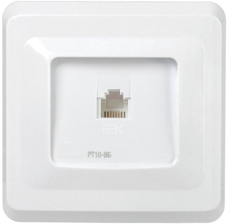 Розетка телефонная 1-м СП Вега РТ10-ВБ RJ11 бел. IEK ETV10-K01-DM