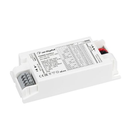 Блок питания ARJ-SP-44-PFC-WR (44W, 3-45V, 0.3-1.05A) (ARL, IP20 Пластик, 5 лет) - 048715 Arlight