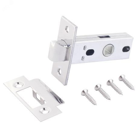 Защелка врезная универсальная без ручек для деревянных межкомнатных дверей, АЛЛЮР АРТ L45-8 CP хром - 11209 ПТК