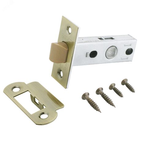 Защелка врезная универсальная без ручек для деревянных межкомнатных дверей, АЛЛЮР АРТ L45-8-P AB старая бронза - 12327 ПТК