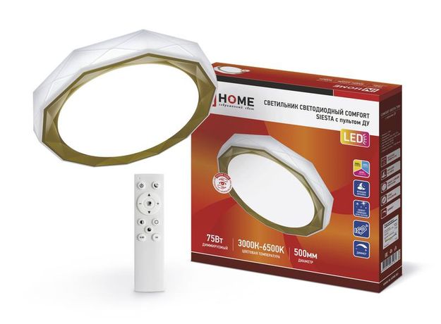 Светильник светодиодный COMFORT SIESTA 75Вт 230В 3000-6500K 6000Лм 500x100мм с пультом ДУ | 4690612035161 IN HOME