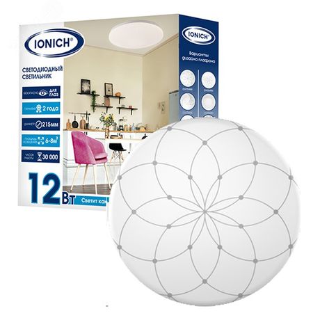 Светильник светодиодный декоративный ДБО 12Вт 850Лм 230В 4000К IP20 IONICH - 1694 Союз