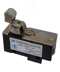 Микровыключатель МП 1107 УХЛ3 Исп.2 IP00 (вид привода-рычаг с роликом, способ крепления базовый, монтаж проводников пайкой) - ET054802 Электротехник