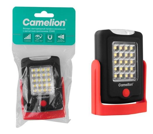 Фонарь универсальный E1442 LED+SMD 3XR03 магн. пластик. блистер-пакет черн./красн. Camelion 16209 Camelion арт. 16209