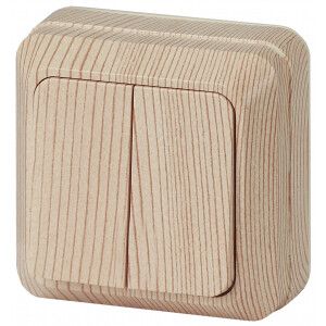 Выключатель 2-кл. ОП Quadro 10А IP20 2-104-11 250В сосна Intro Б0027642 ЭРА