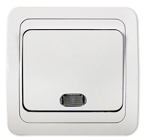 Выключатель одноклавишный с подсветкой CLASSICO белый 2121 | 4680005959853 IN HOME