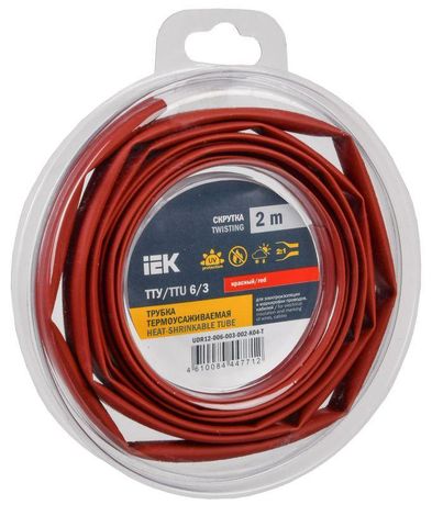 Трубка термоусадочная ТТУ нг-LS 6/3 красная (2м/упак) IEK | UDR12-006-003-002-K04-T