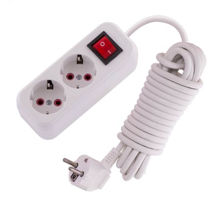 Удлинитель с заземлением 2 входа 5 метров выключателем - 720-0205-202 LEZARD