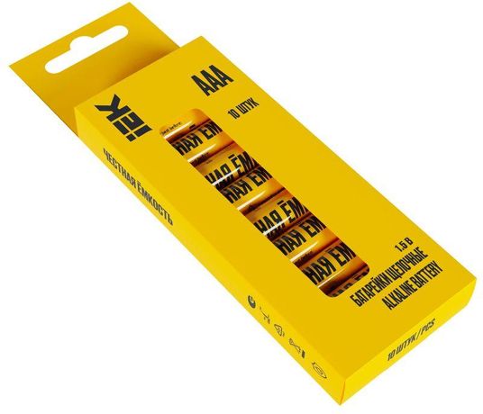 Батарейка щелочная Alkaline LR03/AAA (10шт/бокс) IEK - ABT-LR03-OP-B10