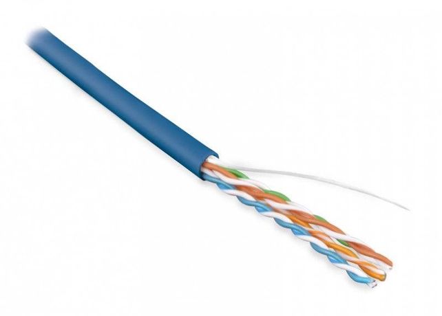 Кабель UUTP4-C5E-S24-IN-PVC-BL-305 (UTP4-C5E-SOLID-BL-305) витая пара UTP (U/UTP) кат.5e 4 пары (24 AWG) ож (solid) PVC (305м) син. Hyperline 42011