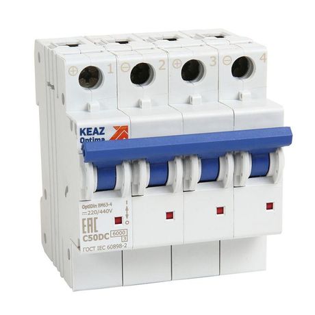 Выключатель автоматический модульный 4п Z 6А 6кА OptiDin BM63-4Z6-DC-УХЛ3 (Новый) КЭАЗ 338133