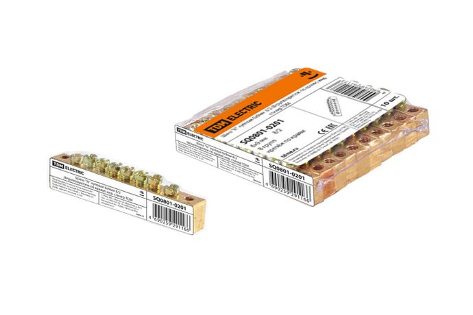 Шина "N" нулевая 6х9мм 8/2 (8групп/крепеж по краям) инд. стикер | SQ0801-0201 TDM