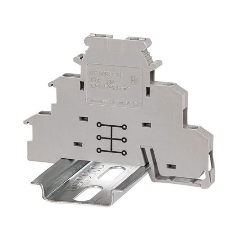 Клемма трехуровневая, винтовой зажим, 6 точек подключения, 2.5 кв.мм, серая | DKIDR-1.5-PV DKC ДКС