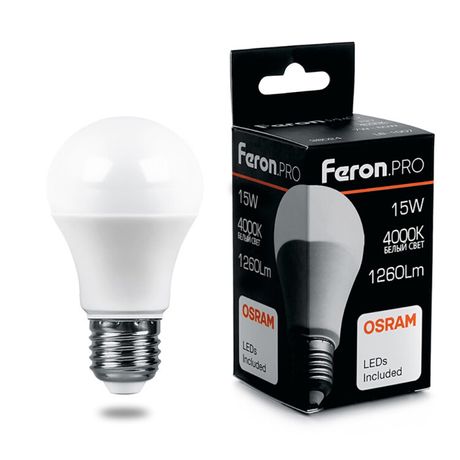 Лампа светодиодная .PRO LB-1015 Шар E27 15W 4000K OSRAM LED | 38036 Feron