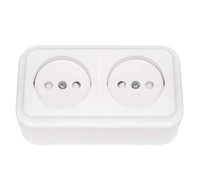 Беларусь Розетка двойная наружная со шторками РА16-273 - Bylectrica