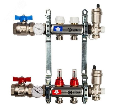 Коллектор из нержавеющей стали в сборе с расходомерами 2 вых. SMS 0907 000002 - RG008Q113EO7K9 STOUT