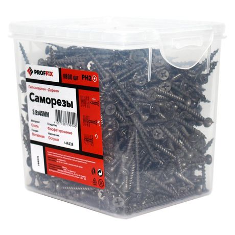 Саморез усиленный гипсокартон-дерево 3.8х45 (TWN) (контейнер) (уп.800шт) Tech-Krep PRO/Zitar 146439