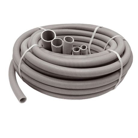 Труба гофрированная ПВХ легкая d25мм без протяжки сер. (уп.50м) Ruvinil 12500 TYCO