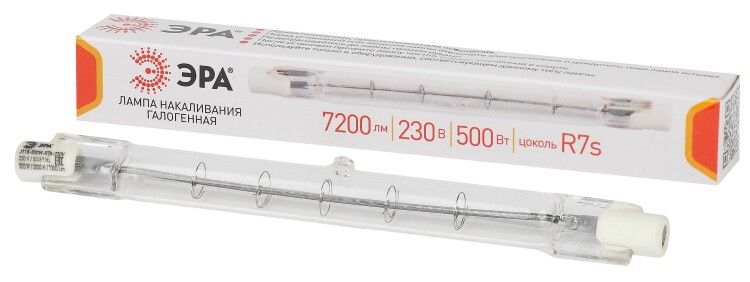 Лампа галогенная линейная J118-500W-R7s-230V (галоген, J118, 500Вт, нейтр, R7s) (10/500/18000) | Б0048495 ЭРА
