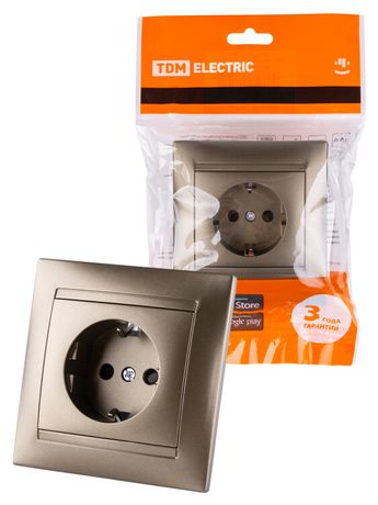 Розетка 2П+З 16А 250В с защ. шт. бронза "Лама" | SQ1815-0711 TDM
