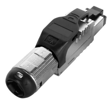 Разъем полевой оконцовки RJ-45 (8P8C) под витую пару для ож кабеля toolless кат. 6A экранир. накручивающийся хвостовик PLUE-8P8C-S-C6A-SH-BK черн. Hyperline 403349