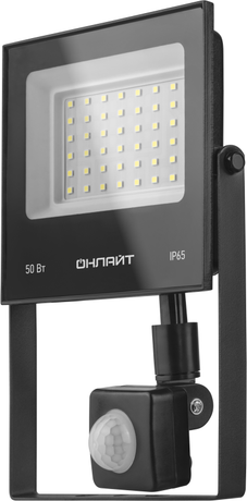 Прожектор светодиодный 90 687 OFL-02-50-6.5K-BL-IP65-LED 50Вт 6500К IP65 4000лм черн. с датчиком движения ОНЛАЙТ 90687 Navigator
