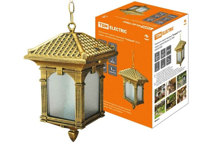 Светильник садово-парковый НСУ Самурай 60Вт ЛН/КЛЛ/LED Е27 IP54 подвес, шагрень/бронза | SQ0330-0080 TDM