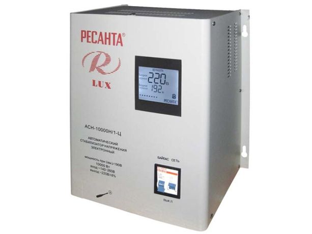Стабилизатор напряжения АСН-10000 Н/1-Ц Lux 1ф 10кВт IP20 Ресанта 63/6/18 Huter