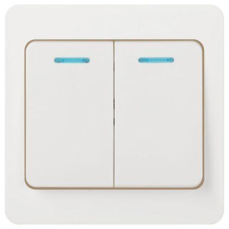 Выключатель двухклавишный скрытого монтажа с подсветкой белый 10А 250В винтовые зажимы Intro Style 7-105-01 - Б0060631 ЭРА