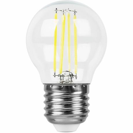 Лампа светодиодная LB-511 (11W) 230V E27 4000K филамент G45 прозрачная | 38016 FERON