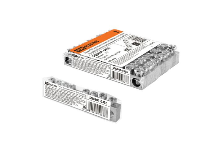 Шина "N" нулевая 6х9мм 8/1 (8 групп/крепеж по центру) никелированная инд. стикер | SQ0801-0336 TDM