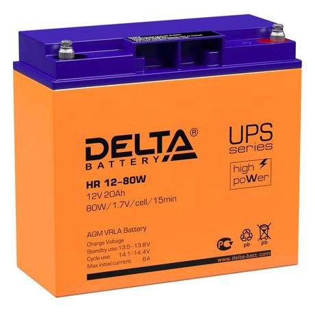 Аккумулятор HR 12-80W 12В, 20Ач - 12-80 W Delta