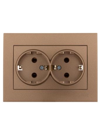 Розетка 2-м Rain с заземл. керамика матов. бронз. LEZARD 703-3131-127