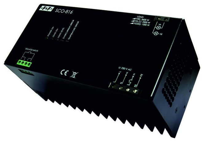 Регулятор освещенности SCO-816 (для всех типов ламп мощность до 3500Вт; 8-230В AC/DC; монтаж на DIN-рейке 230В IP20) F&F EA01.006.011 Евроавтоматика EA01.006.017