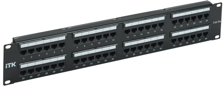 Патч-панель 2U кат.5E UTP 48 портов Dual IDC слайд лейбл ITK PP48-2UC5EU-D05L IEK