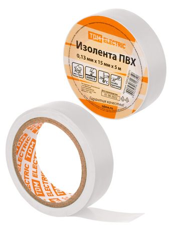 Белая 5м | SQ0526-0071 TDM Изолента ПВХ 0,13х15мм