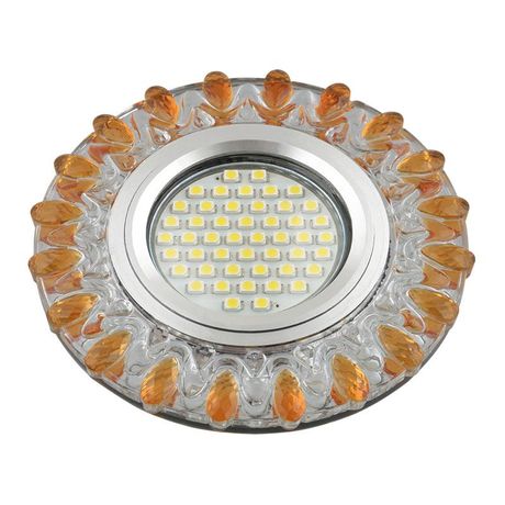 Светильник декор.встр Luciole DLS-L148 GU5.3 GLASSY/GOLD доп.LED подсветка 3Вт, стекл,зерк./прозр.+светло-желтый. | UL-00003900 Fametto