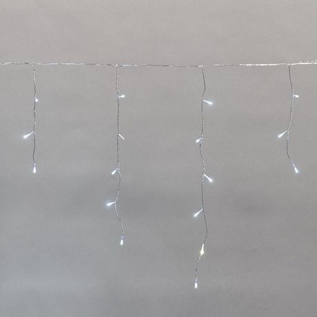 Гирлянда светодиодная Айсикл (бахрома) 25х0.6м 588LED бел. IP44 230В c эффектом мерцания провод прозр. Neon-Night 255-595