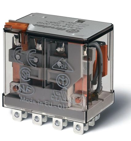 Миниатюрное силовое электромеханическое реле; монтаж в розетку или наконечники Faston (4.8х0.5мм); 4CO 12A; контакты AgNi | 563490600010 Finder 56.34.9.060.0010