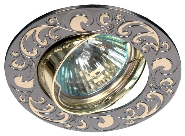 Светильник встраиваемый литой под лампу KL26 А GU/G поворотный "лианы 1" MR16,12V/220V, 50W черный металл/золото | C0043722 ЭРА