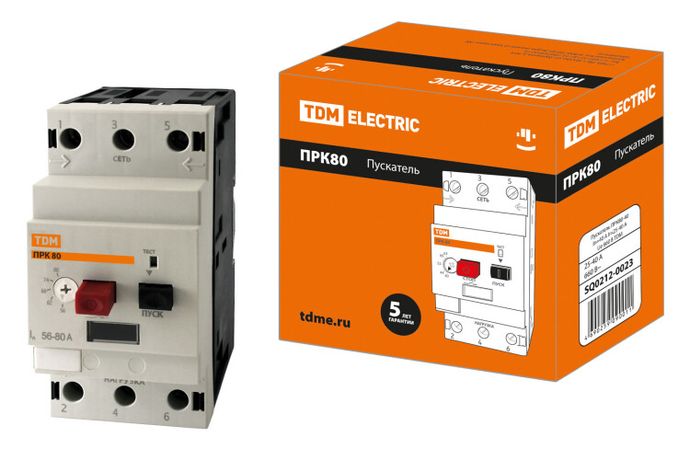 Пускатель ручной кнопочный ПРК80-40 In=40A Ir=25-40A Ue 660В | SQ0212-0023 TDM