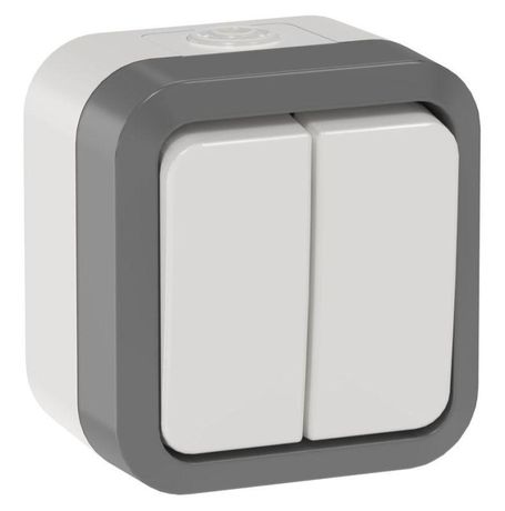 Выключатель проходной 2-кл. ОП TORS TS225 10А IP55 сер./бел. IEK TS-V22-0-10-55-K41