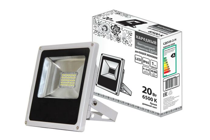 Прожектор светодиодный СДО 20-2-Н 20Вт 6500К IP65 серый | SQ0336-0206 TDM ELECTRIC